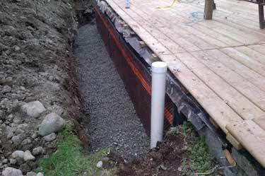 Trench for drainage system with gravel