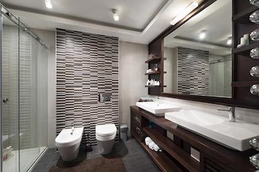 Beautiful modern bathroom with dual sinks